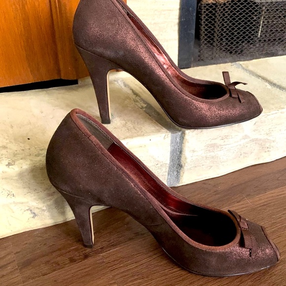 Anne Klein Woman’s Open Toe High Heel Metallic Brown 6.5M EUC - Picture 2 of 6